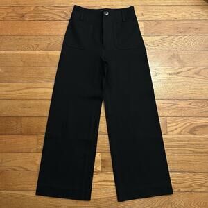 Maeve By Anthropologie The Colette Wide Leg Cropped Black Pants 25x25